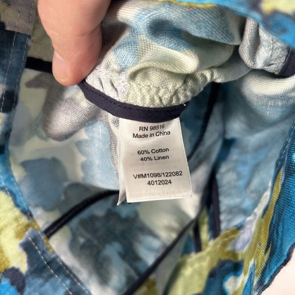 Coldwater Creek Jacket Women's 12 Blue Floral Linen Blend Button Up - Picture 5 of 9